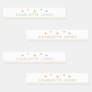 Etiquetas Pequeños corazones arcoiris nombre niños simples a