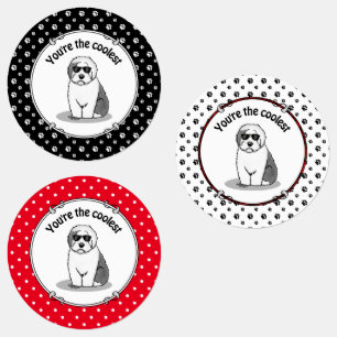 Etiquetas Perro de oveja inglés antiguo de Guay (gris 1) gra