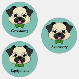 Etiquetas Perro de pug feliz lindo con papillón   Personaliz