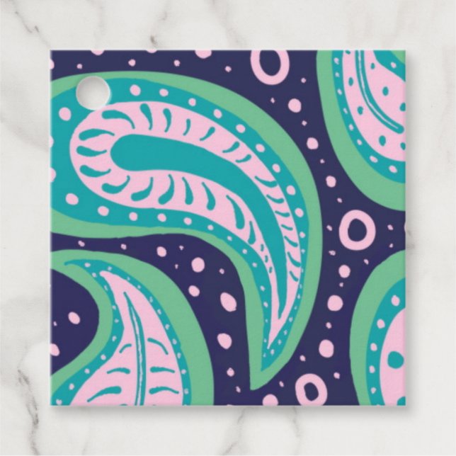 Etiquetas personalizable Paisley Favor (Anverso)