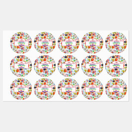 Etiquetas Personalizable vibrante de vuelta al patrón escola