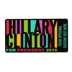 Etiquetas personalizadas coloridas de Hillary Clin