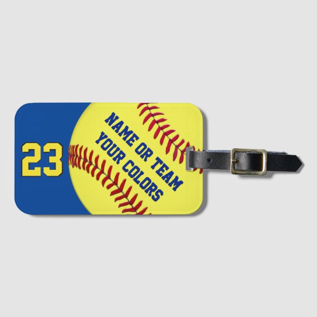Etiquetas personalizadas del bolso del softball, (Anverso horizontal)