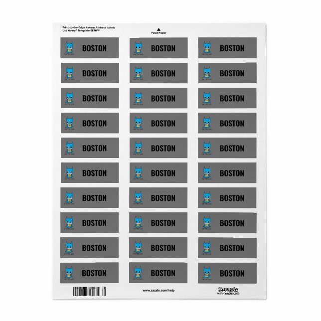 Etiquetas personalizadas para niños de Mini Batman (Hoja Entera)