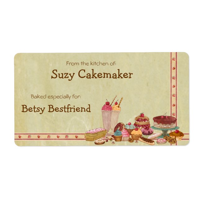 Etiquetas personalizadas para tratamientos dulces (Frente)