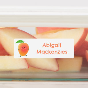 Etiquetas Personalizado amarillo de mango feliz lindo person