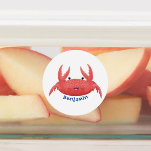 Etiquetas Personalizado de cangrejo rojo lindo ilustracion