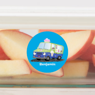 Etiquetas Personalizado de un camión de helados alegre