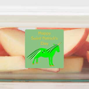 Etiquetas Personalizado irlandés verde y unicornio de oro