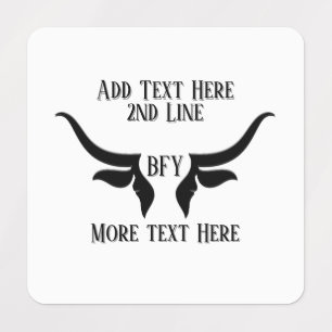 Etiquetas Personalizado Texto y Bulls Monogramas Cuerno