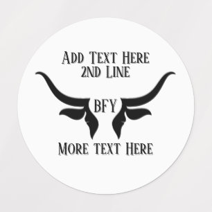 Etiquetas Personalizado Texto y Bulls Monogramas Cuerno