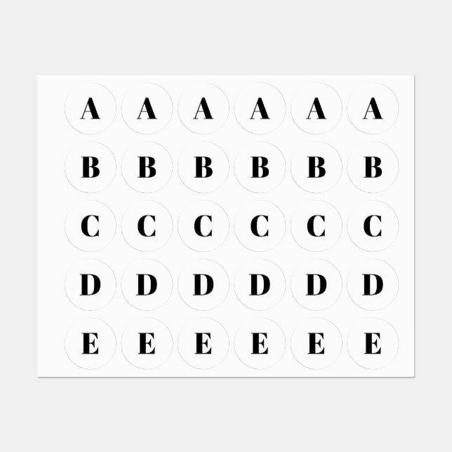 Etiquetas Personalizar monograma blanco negro inicial (Hoja)