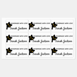 Etiquetas Personalized Black Cat with yellow eyes