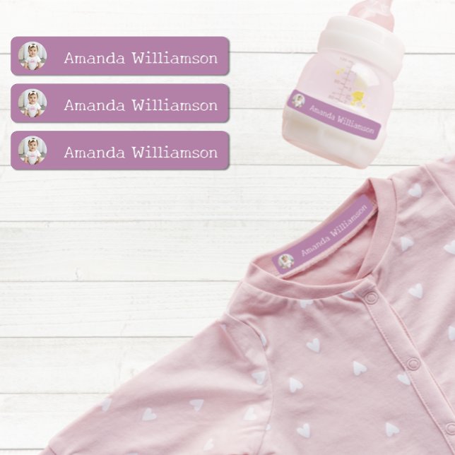 Etiquetas Personalized Photo Daycare Name (Personalized Baby Labels with photo)