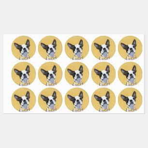 Etiquetas Pintura de Boston Terrier - Arte de Perro Original