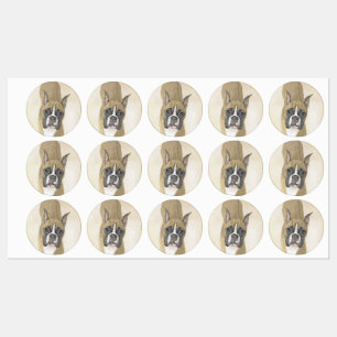 Etiquetas Pintura De Boxer - Arte De Perro Original Cuto