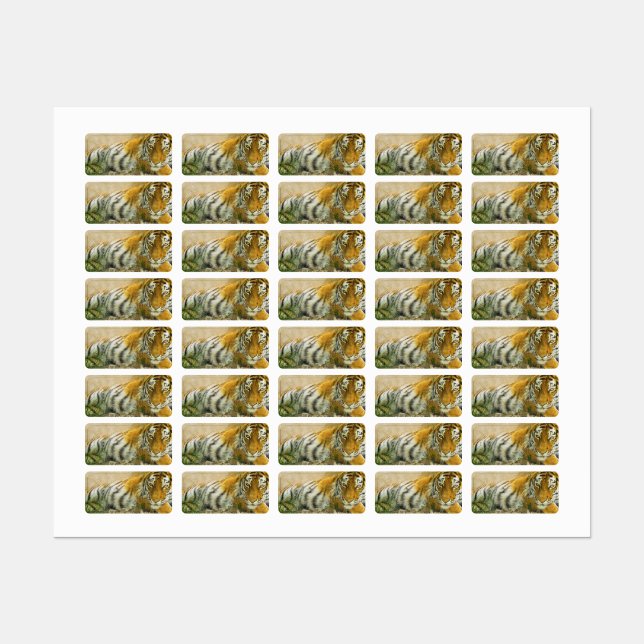 Etiquetas Pintura de tigre (Hoja)