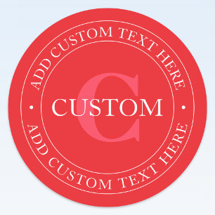 Etiquetas Plantilla de texto circular elegante editable rojo