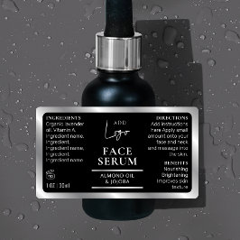 Etiquetas Plata negra 1 OZ 30 ml Frasco cosmético impermeabl