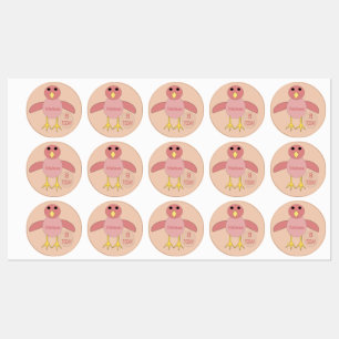 Etiquetas Pollita Rosa Cumpleañera Personalizada