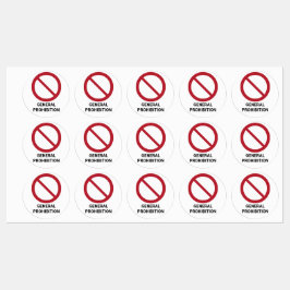 Etiquetas Prohibición general, conjunto de 30 prohibiciones