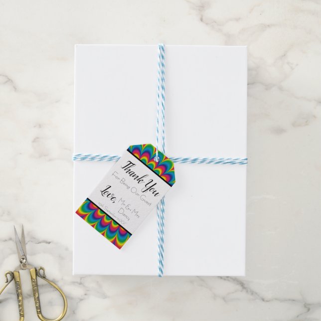 Etiquetas Psychedelic Tie Dye Favor (Con cuerda)