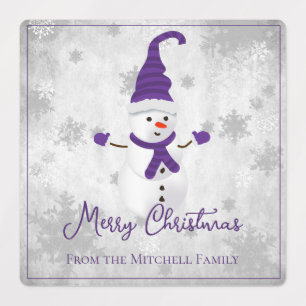 Etiquetas Purple Cute Snowman Holiday Baking Labs