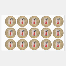 Etiquetas Purpurina de oro feliz año de la foto del 15 cumpl