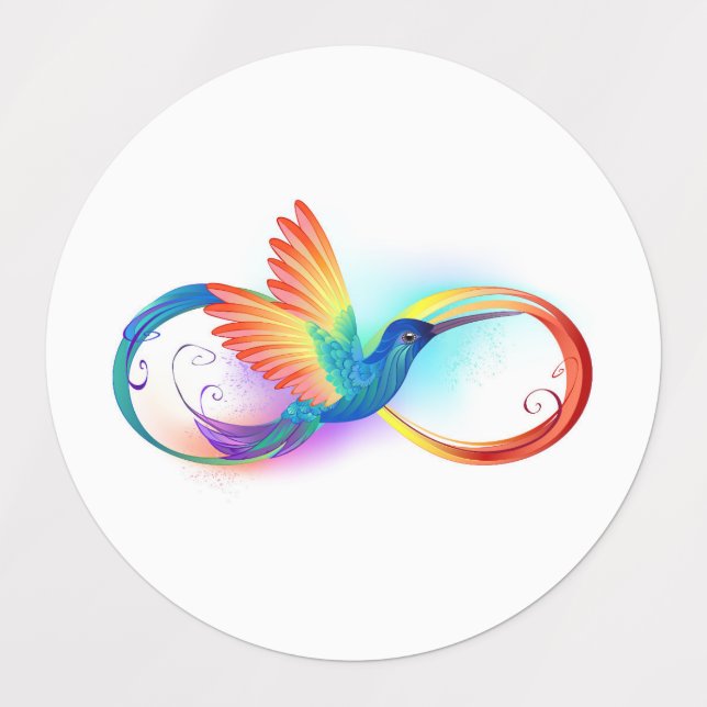 Etiquetas Rainbow Hummingbird with Infinity symbol (Diseño 1)
