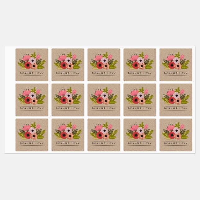 Etiquetas Ramo Floral Personalizable Editable (Hoja)