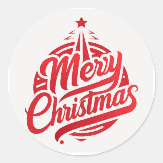 Etiquetas redondas clásicas Feliz Navidad