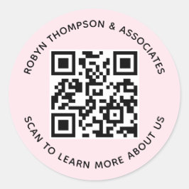 Etiquetas redondas de código QR rosa para nombre d