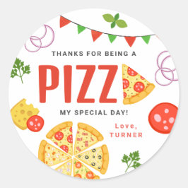 Etiquetas Redondas de Favor para Fiesta de Pizza