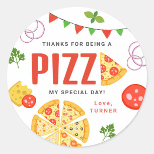 Etiquetas Redondas de Favor para Fiesta de Pizza