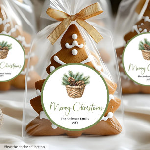 Etiquetas Redondas de Navidad Botánicas Bohemianas