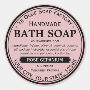 Etiquetas redondas hechas a mano del jabón de la
