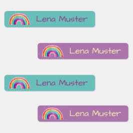 Etiquetas Regenbogen Sterne - 96 schmale Kinder Etiketten