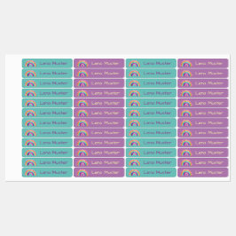 Etiquetas Regenbogen Sterne - 96 schmale Kinder Etiketten