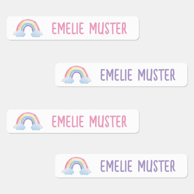 Etiquetas Regenbogen weiß - 96 schmale Kinder Etiketten (Grupo)