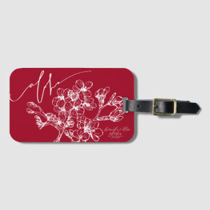 Etiquetas rojas del equipaje de la flor de cerezo