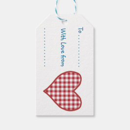 Etiquetas románticas de regalo de Gingham Heart y 