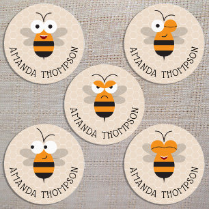 Etiquetas Ropa de bebé niños divertida abeja miel de dibujos