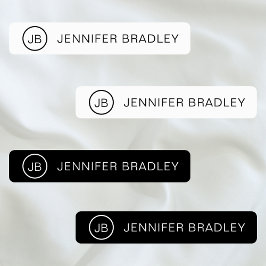 Etiquetas Ropa Personalizada con Monograma Negro Blanco Nomb