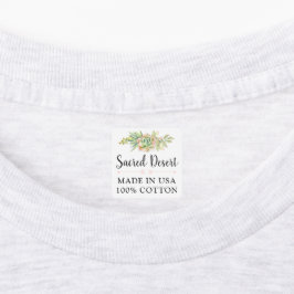 Etiquetas Ropa Personalizada de Cactus Suculento con Acuarel