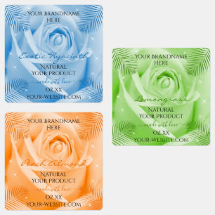 Etiquetas Rosa floral Naranja verde claro azul claro