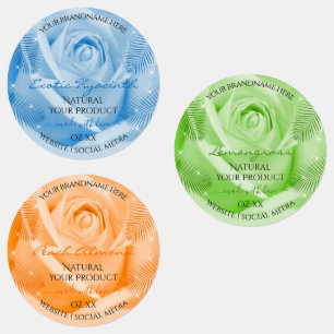 Etiquetas Rosa floral Naranja verde claro azul claro