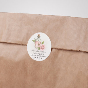 Etiquetas Rosa natural aceites esenciales acuarela Floral