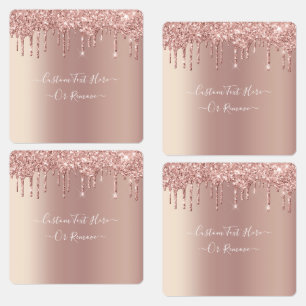Etiquetas Rosa Oro Purpurina Rubor Perforaciones de espuma P