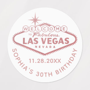 Etiquetas Rosa Oro Rosa Las Vegas Personalizado de cumpleaño
