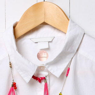 Etiquetas Rosa purpurina de oro gotea nombre en monograma pe